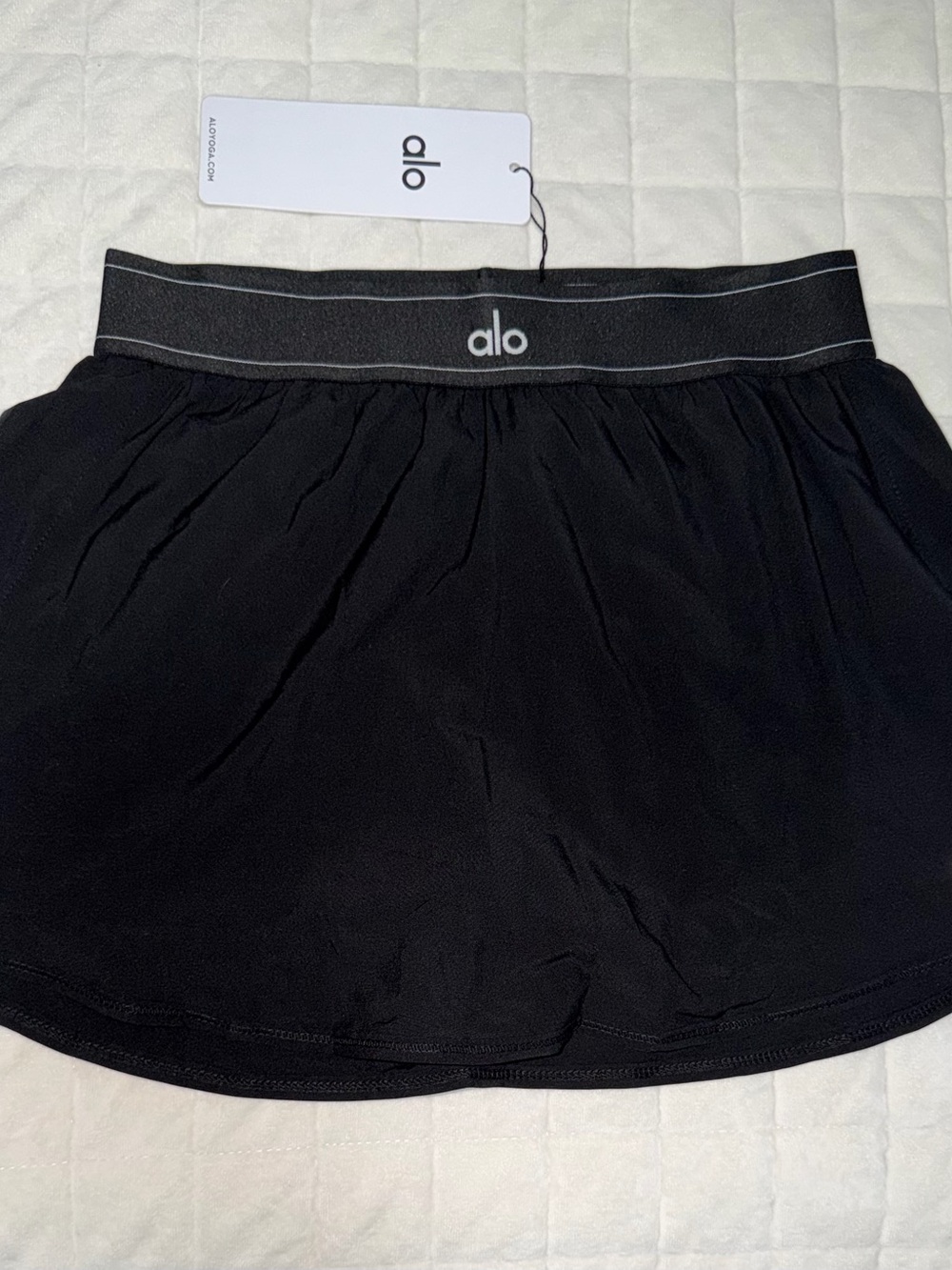 ALO Yoga Black Circle Skirt with Logo Waistband
